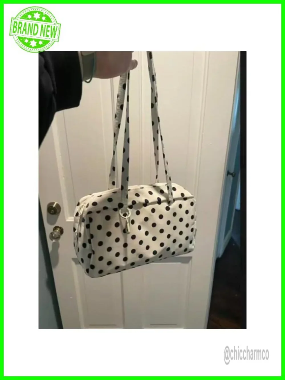 Y2K Polka Dot Bowler Bag Nylon Women Hobo Purse Vintage Twee Aesthetic Shoulder